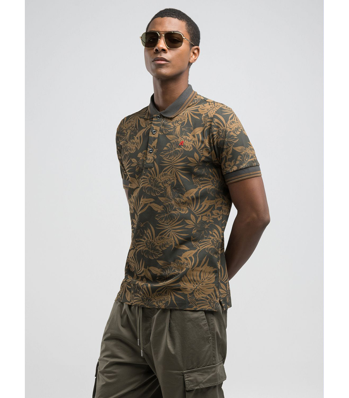 ボタニカルプリントコットンピケ ポロシャツ 詳細画像 ブロンズ 5